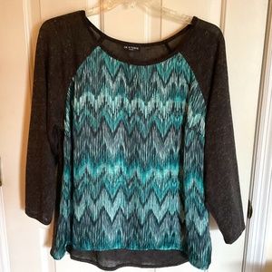 Women’s dark gray and teal blouse 1X